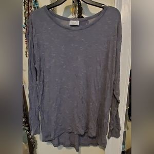 Hanes 3/4 sleeve grey t shirt top xl lace strip on back